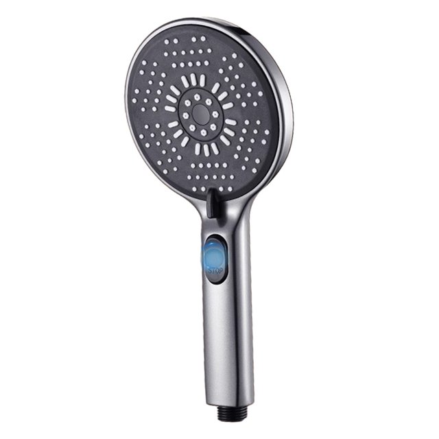 High Pressure Shower Head with 5 Bathing Modes and Pressurized Water Stop Function – Turbo Fan Design, Universal 4-Point Interface, 3.8 x 12.5 x 26 cm
