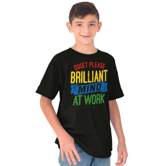 Billiant Mind Autism Awareness Crewneck T Shirts Boy Girl Teen Brisco Brands XS