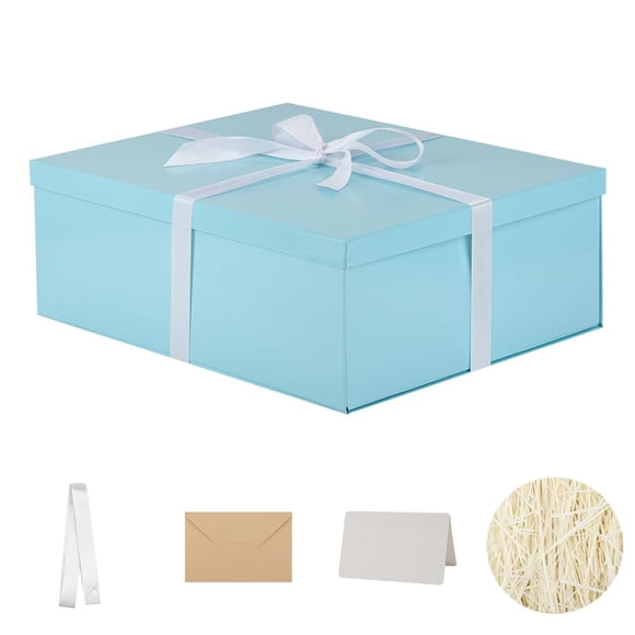Caja de regalo OBMMIRAO extra grande azul con tapa de cartón de 43 x 33 x 15 cm