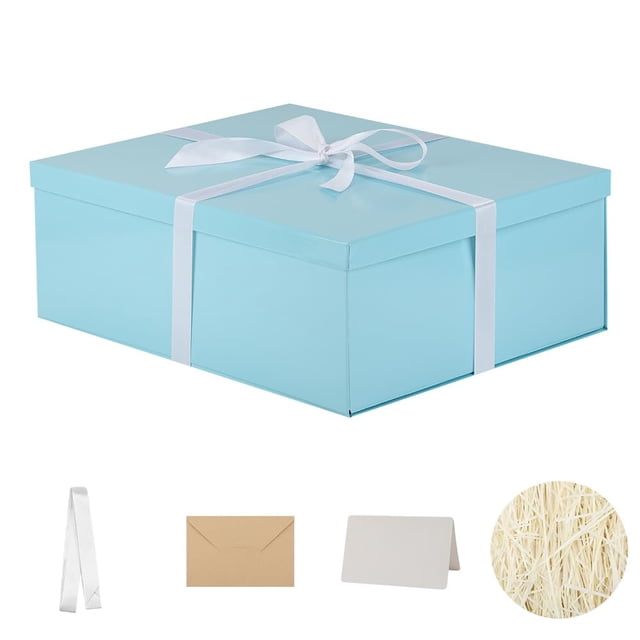 Caja de regalo OBMMIRAO extra grande 43x33x15 cm azul con tapa