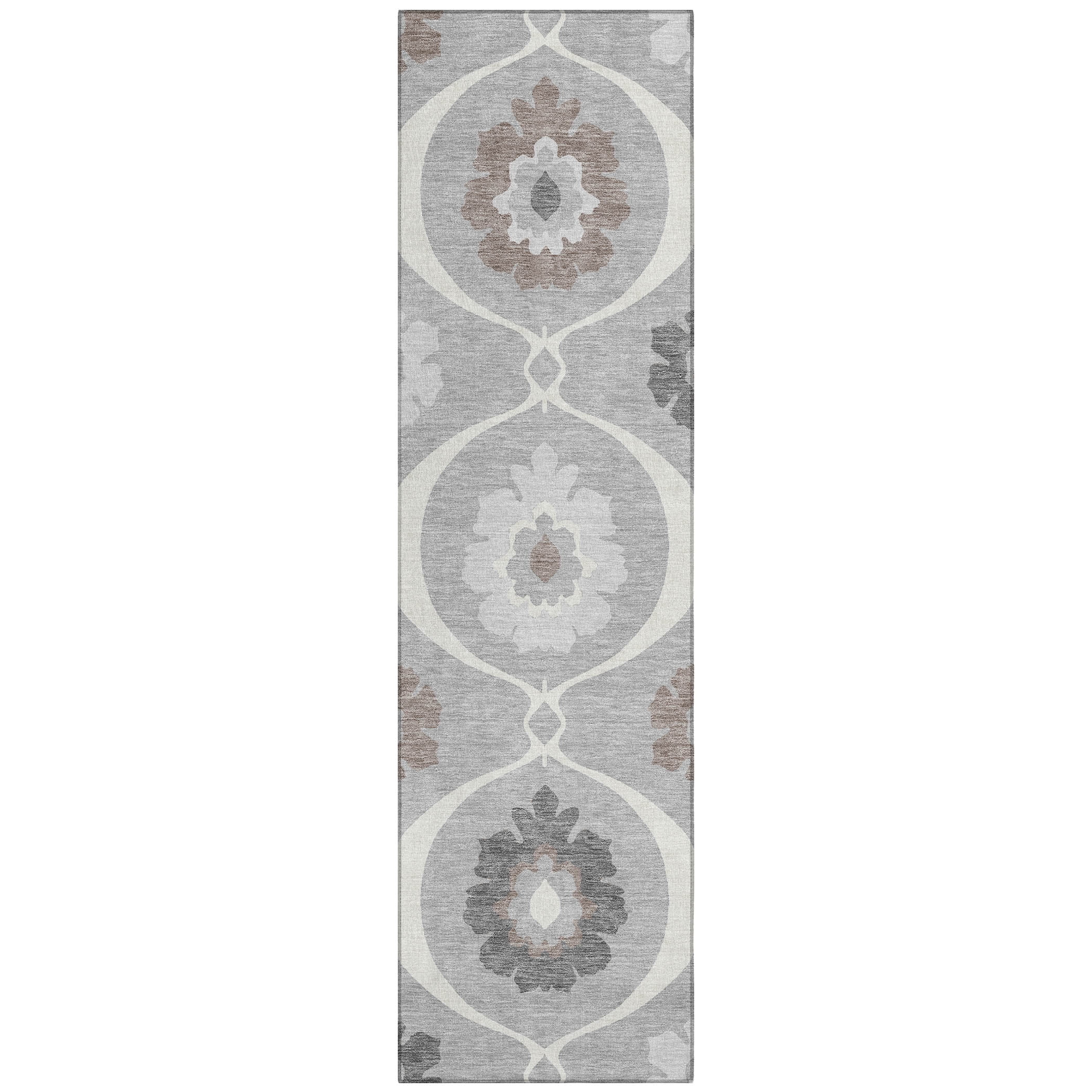 Addison Rugs Chantille Indoor/Outdoor Transitional Medallions Gray Washable Runner Rug, 2'3" x 7'6"