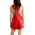 thumbnail image 5 of Womens Overalls Shorts Denim Bib Adjustable Straps Shorts Casual Solid Color Rolled Cuff Rompers Jumpsuits With Pockets, 5 of 6