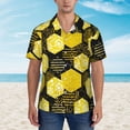 thumbnail image 4 of Goofa Geometric Pattern with Bee Hawaiian Shirt for Men, Unisex Summer Beach Casual Short Sleeve Button Down Shirts,Aloha Tropical Floral print shirt-Large, 4 of 9