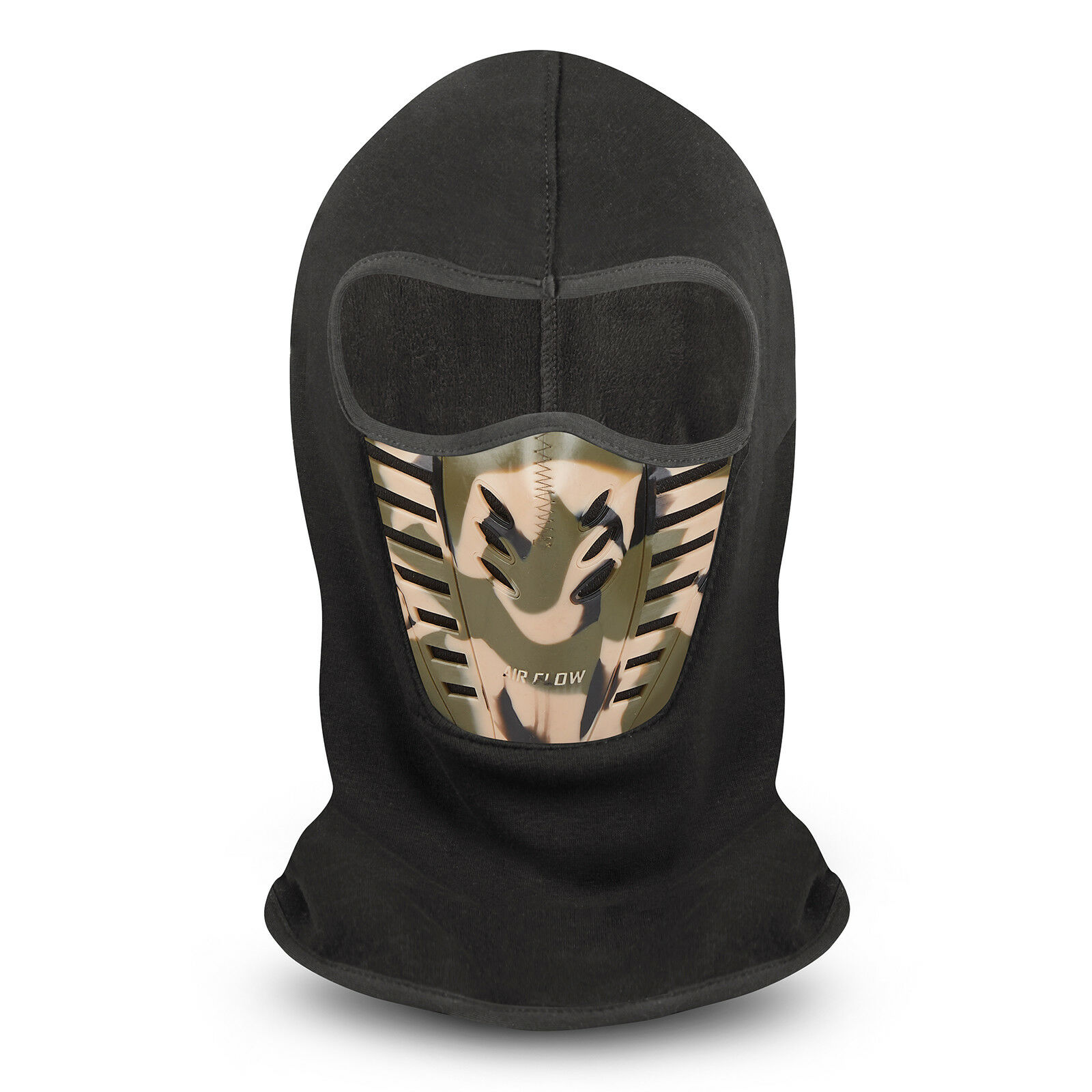 ClimaZero Adult Black W/ Camo Micro Fleece AirFlow Face Mask Ski Mask