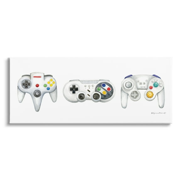 Stupell Vintage Video Game Controllers Beauty & Fashion Painting Gallery Wrapped Canvas Print Wall Art