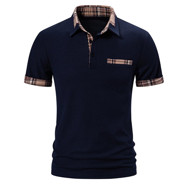 Birdeem Chemises pour Hommes Chemise Décontractée Patchwork Imprimé Bouton Col Rabattu Manches Courtes T-Shirt Chandail Blouse