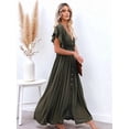 thumbnail image 4 of Women'S Casual Summer Beach Dress Ruffle Maxi Dress Button Down Boho Dress Long Tunic  Green One size, 4 of 6