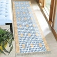 thumbnail image 2 of Casavani Handwoven Cotton Dhurrie Blue Indoor Outdoor Patio Rug Brown Living Room Carpets 5x8 feet, 2 of 7