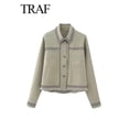 thumbnail image 2 of Moda femenina de otoño 2023: chaqueta cruzada de manga larga bordada - Abrigos y tops cortos vintage, 2 of 5