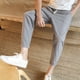 thumbnail image 4 of Puntoco Pantalones casuales largos para hombre Pantalones casuales de algodón con cordón y color sólido lavados con pierna recta y recortados para exteriores, 4 of 5