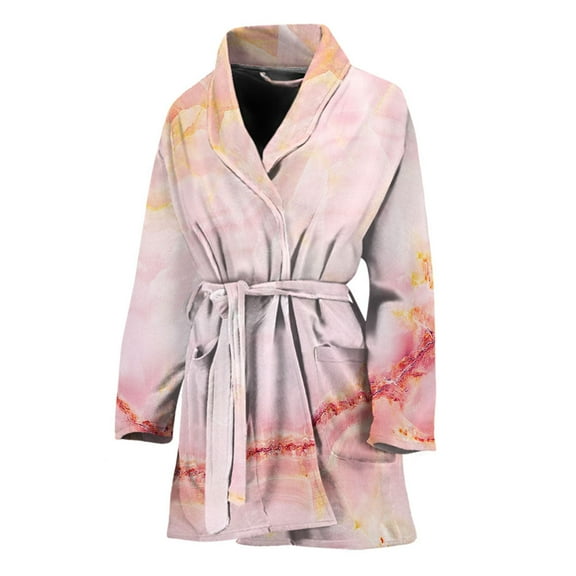 Pink Marble Women Bathrobe One Size Univeral Fits Fashion Lightweight Plush Fleece Long Robe For Women