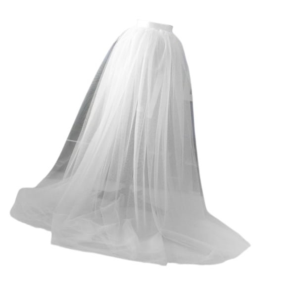 Women Overlay Tulle Long Skirt See Through Mesh Tie Up Floor Length Detachable Tutus Overskirt for Wedding Party Coctail