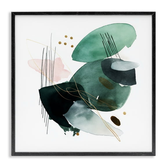 Stupell Industries Contemporary Verdant Horizon Shapes Black Framed Giclee Art, 12 x 12, by Svetlana Aleynikova