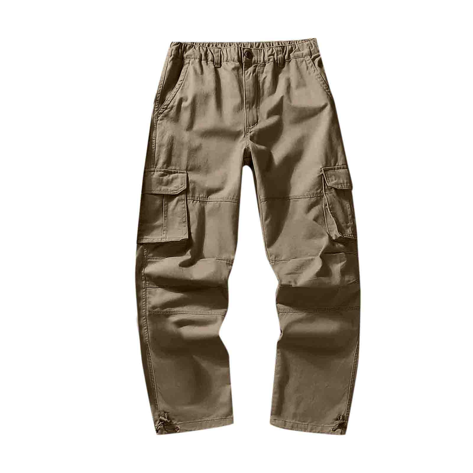Quealent Men Cargo Pants Men's Classic Cargo Pants, Waterproof Hiking Pants  Loose Fit Cargo Pant (Black,34)