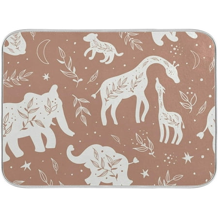

Wild Animals White Silhouettes Dish Drying Mat for Kitchen Coutertop Dishes Pad Dish Drainer Rack Mats Absorbent Fast Dry Mat Kitchen Accessories