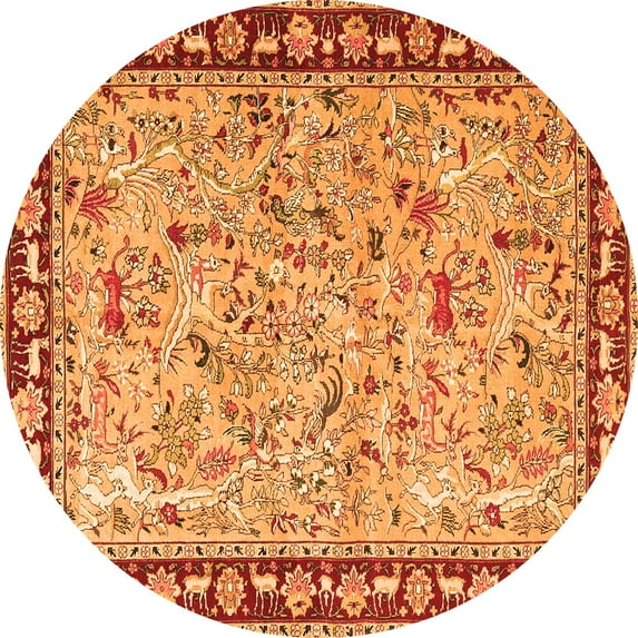 Ahgly Company Indoor Round Animal Orange Traditional Area Rugs, 5' Round