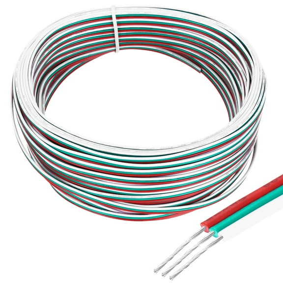 Uxcell 20 Gauge 3 Conductor Electrical Wire Tinned Copper Cable 66FT Flexible Stranded Hook-up Wire for LED Strips Lamps Residential Wiring Car Circuit