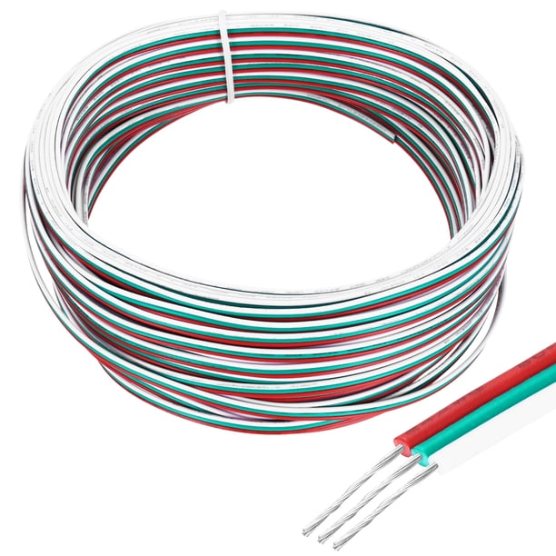 Cable eléctrico de 20 AWG de 3 conductores Uxcell, cable de cobre estañado de 66FT, cable flexible trenzado para tiras LED, lámparas, cableado residencial, circuito de automóvil