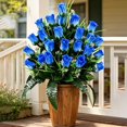 thumbnail image 7 of Blue Artificial Cemetery Flowers, Grave Decorations for Cemetery, Plastic Rose Ground Insert, 18.5-Inch, 7 of 7