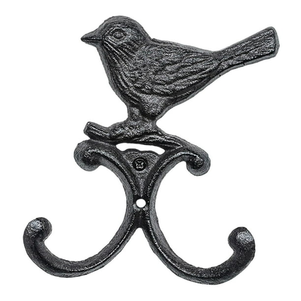 Gancho de pared de hierro fundido con forma de pájaro, doble gancho, práctico, decorativo, resistente y duradero. Estilo A