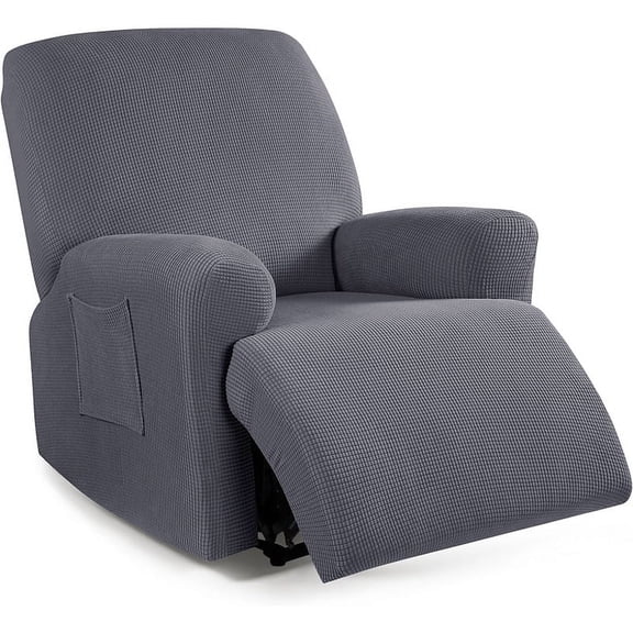 XmhyTop Couch Cover Jacquard Stretch Sofa Covers Polar Fleece Easy - Fit Washable Reclining Chair Cover for Living Room Sofa - Ideal Furniture Protector 1 seat (Dark Grey)