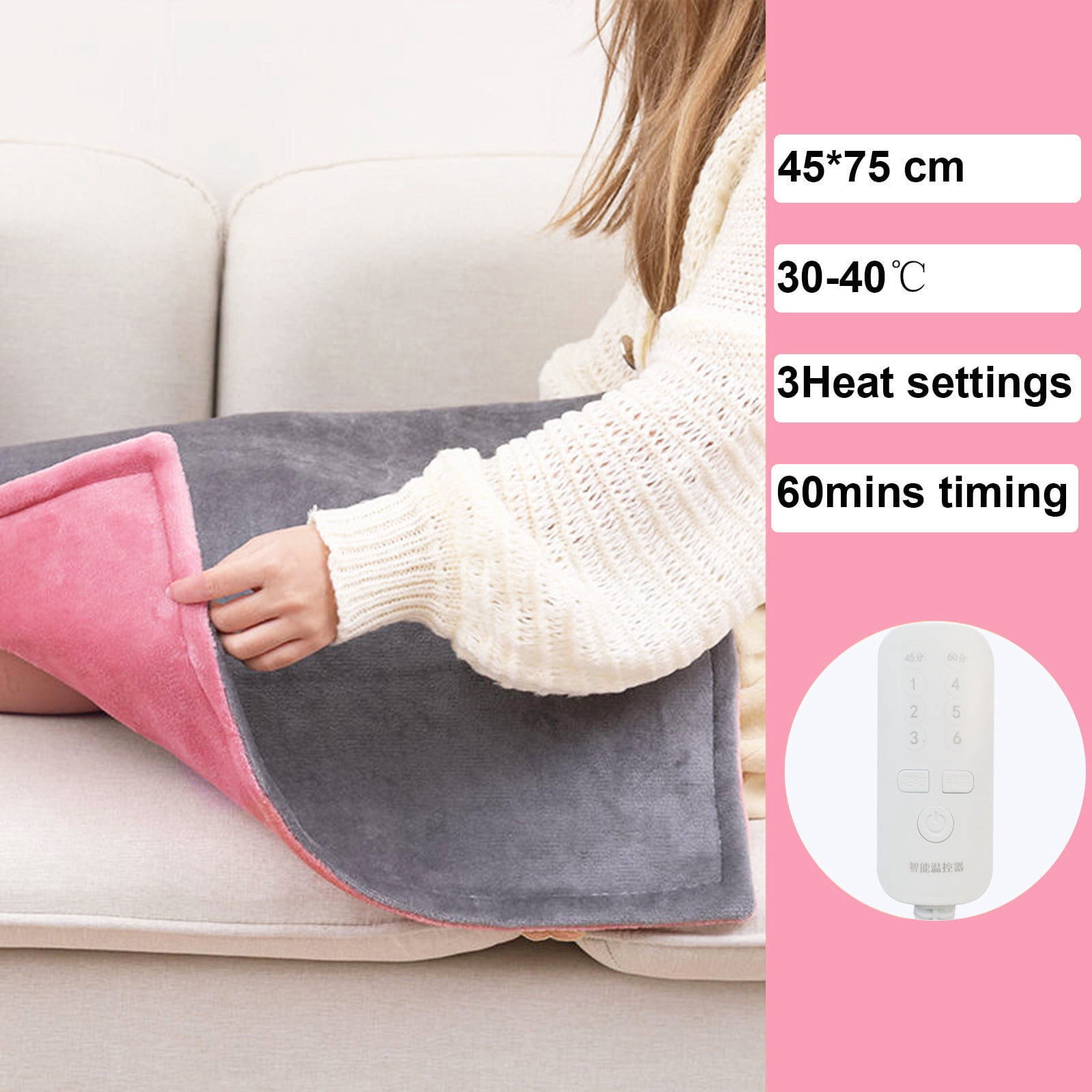 Noarlalf Custom Blanket 45X75Cm Heated Blanket Multi Function Fast Heat Electric  Blanket Heated Throw Over Warm Blanket Weighted Blanket Pink One Size -  Walmart.com