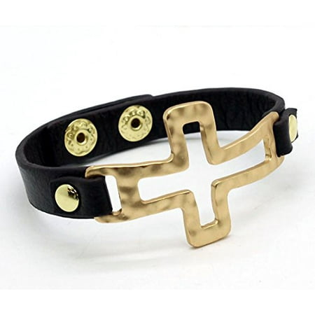 - Christian Cross Bracelet Leather Simple Plain Religious