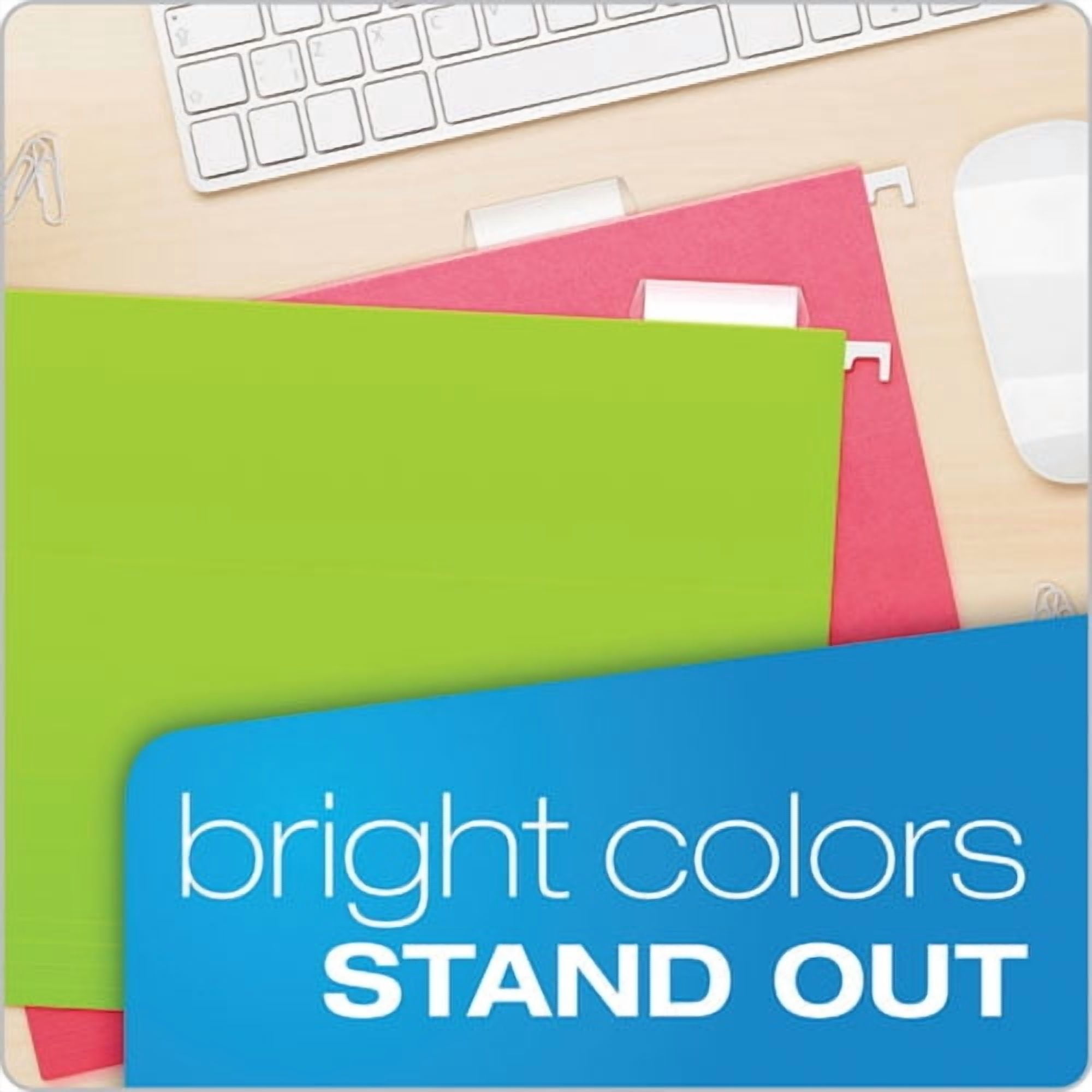 Glow Hanging File Folders, Letter Size, 1/5-Cut Tab, Assorted, 25/box | Bundle of 5 Boxes