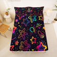 thumbnail image 5 of Manfei Dreamy Neon Glowing Stars Bed Sheets,Galaxy Theme Full Size Sheets,Black,4 Pieces,1 Flat Sheet,1 Fitted Sheet and 2 Pillowcases, 5 of 6