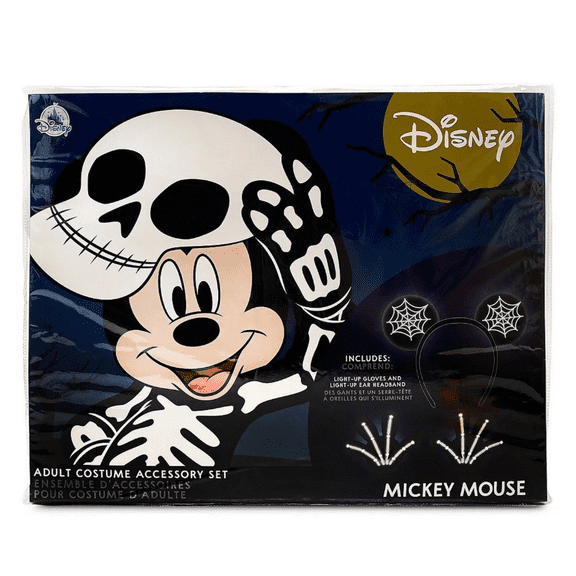 Disney Parks Halloween Mickey Light-Up Skeleton Costume Accessory Set New W Tag