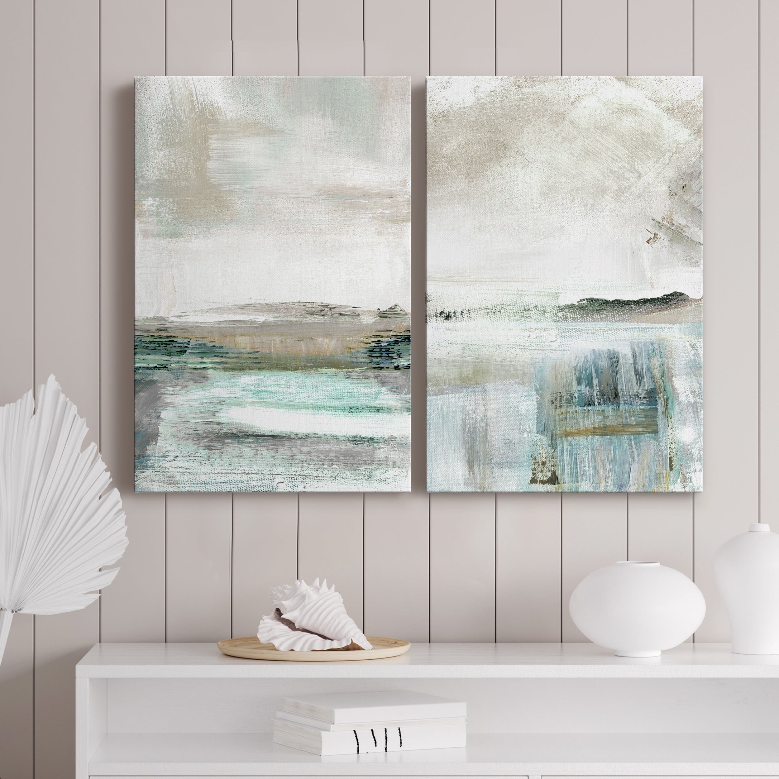 Summer Teal I Premium Gallery Wrapped Canvas - Ready to Hang - Set of 2 - 40 x 60 Each