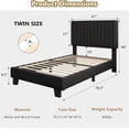 thumbnail image 2 of Honfach Twin Size Bed Frame, Upholstered Platform Bed with Velvet Headboard, Wide Bed Legs and Strong Wood Slats Support,Black, 2 of 7