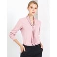 thumbnail image 2 of Blusa Elegante Allegra K de Oficina para mujer Camisa Plisada con cuello de Lazo Manga Larga Rosa XS, 2 of 6