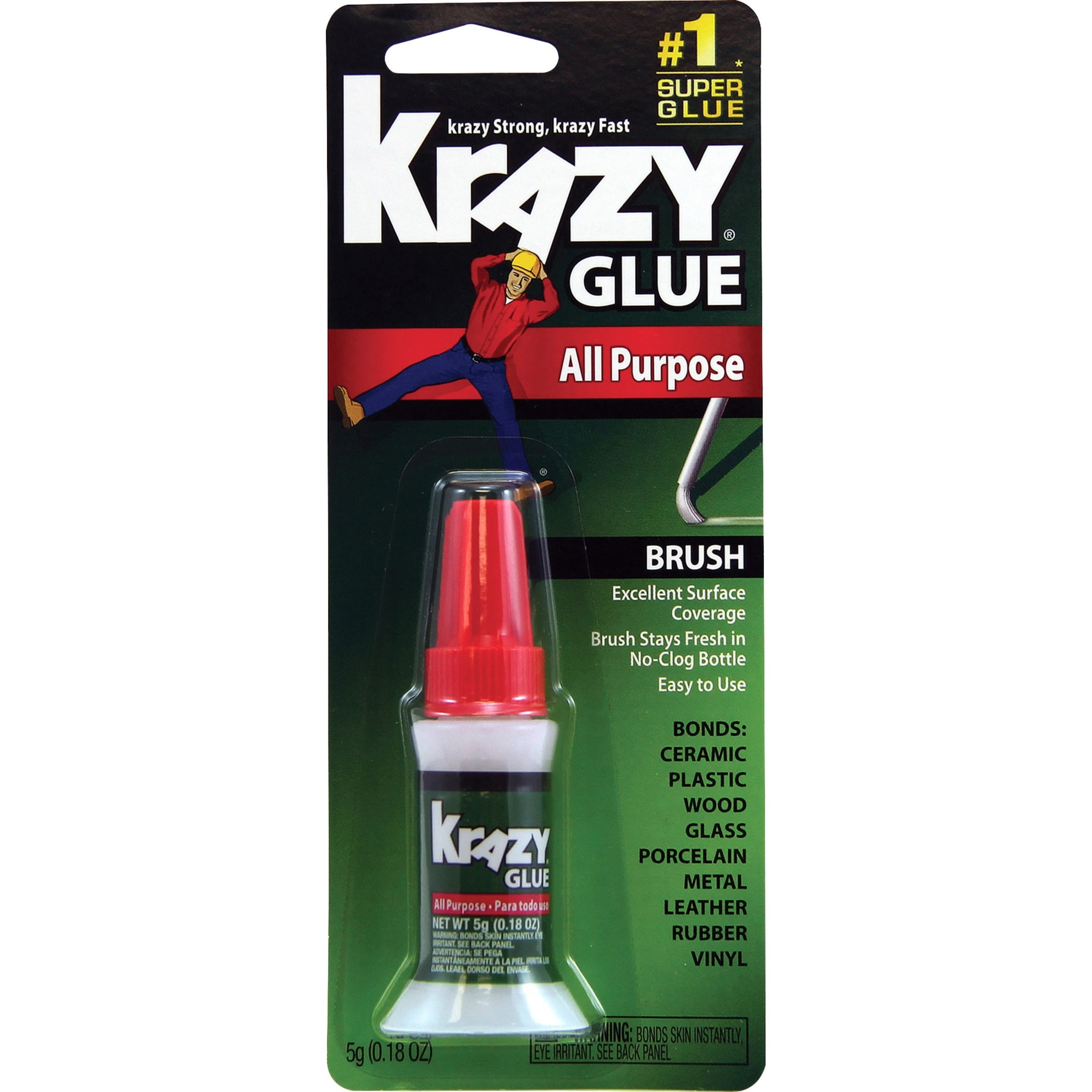 All Purpose Brush-On Krazy Glue, 0.17 Oz, Dries Clear