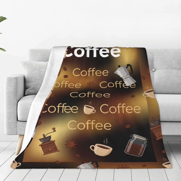 Coffee Throw Blanket Flannel Delicious Pastry Coffee Pattern All Season Throw Soft Warm Cozy Plush Home Decor for Couch and Bed 50x40