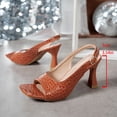 thumbnail image 6 of Women's Crocodile Embossed Square Toe Heeled Sandals, Ankle Strap Stiletto Dress Shoes, Plus Size Comfortable High Heel Shoes for Daily Wear, 6 of 10