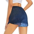 thumbnail image 4 of Picia Retro Blue Glitter Pattern Women's 2 in 1 Athletic Running Shorts High Waisted Workout Casual Gym Sweat Shorts with Comfy Liner Zipper Pockets-XX-Large, 4 of 9
