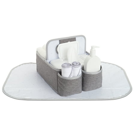 Munchkin Portable Diaper Caddy Organizer, Includes Wipeable Changing Pad, Grey