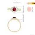 thumbnail image 5 of ANGARA Natural Aeon Ruby & Diamond Floral Halo Three Stone Engagement Ring in 14K Yellow Gold for Women (Size-5mm) | July Birthstone, Anniversary, Jewelry Gift for Women | Natural Ruby Ring, 5 of 9