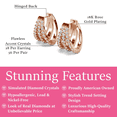 thumbnail image 3 of Cate & Chloe Aliyah 18k Rose Gold Plated 14mm Hoop Earrings with Simulated Diamond Crystals for Women, 3 of 10