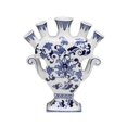 thumbnail image 1 of AA Importing 59878 Cinq Doigts Feuille & Vase de Scrollwork&44; Bleu & Blanc, 1 of 1