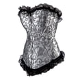 thumbnail image 7 of Elainilye Fashion Corset Tops for Women Lace Patchwork Color Gothic Court Evening Wear Shaping Top Corsets Underbust,Silver, 7 of 7
