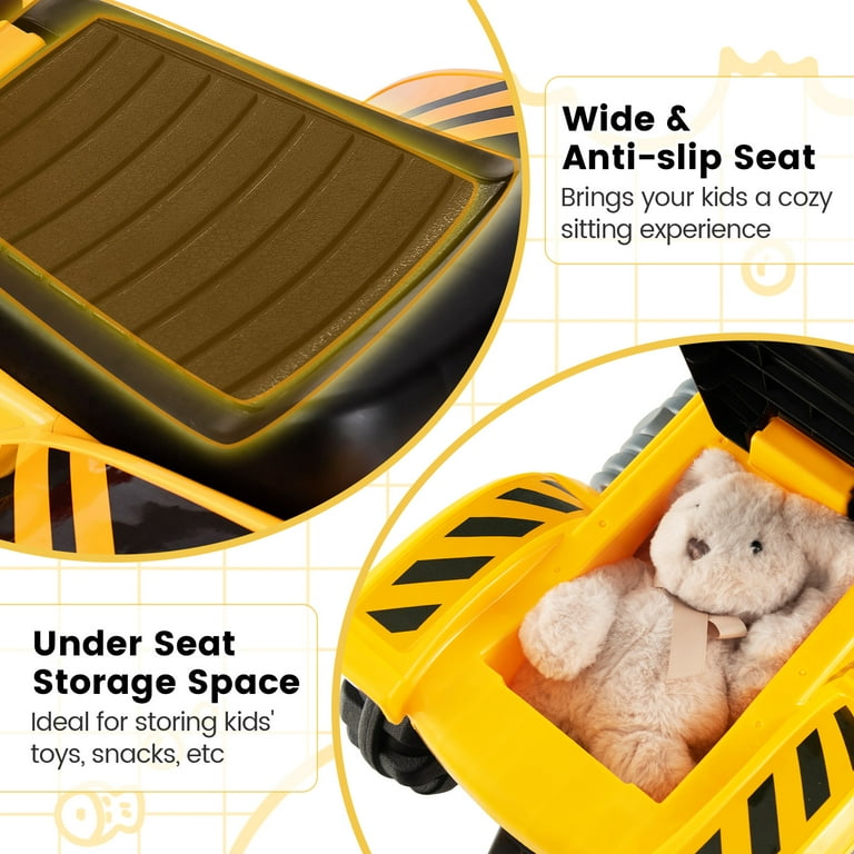 Costway Kids Toddler Ride On Excavator Digger Truck Scooter Seat Storage w/Sound&Helmet Costway Kids Toddler Ride On Excavator Digger Truck Scooter Seat Storage w/Sound&Helmet