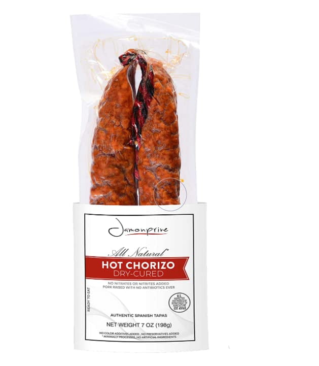Hot Chorizo Ring - Spanish Chorizo for Authentic Tapas 7oz (Sarta) - All Natural, No Nitrates or Nitrites Added, No Color Additives Added, No Preservatives Added, No Artificial Ingredients, Gluten Fre