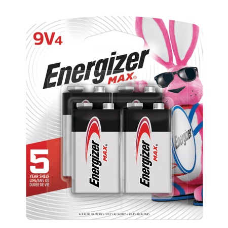 Energizer MAX 9V Batteries, Alkaline 9 Volt Batteries (4 Pack)