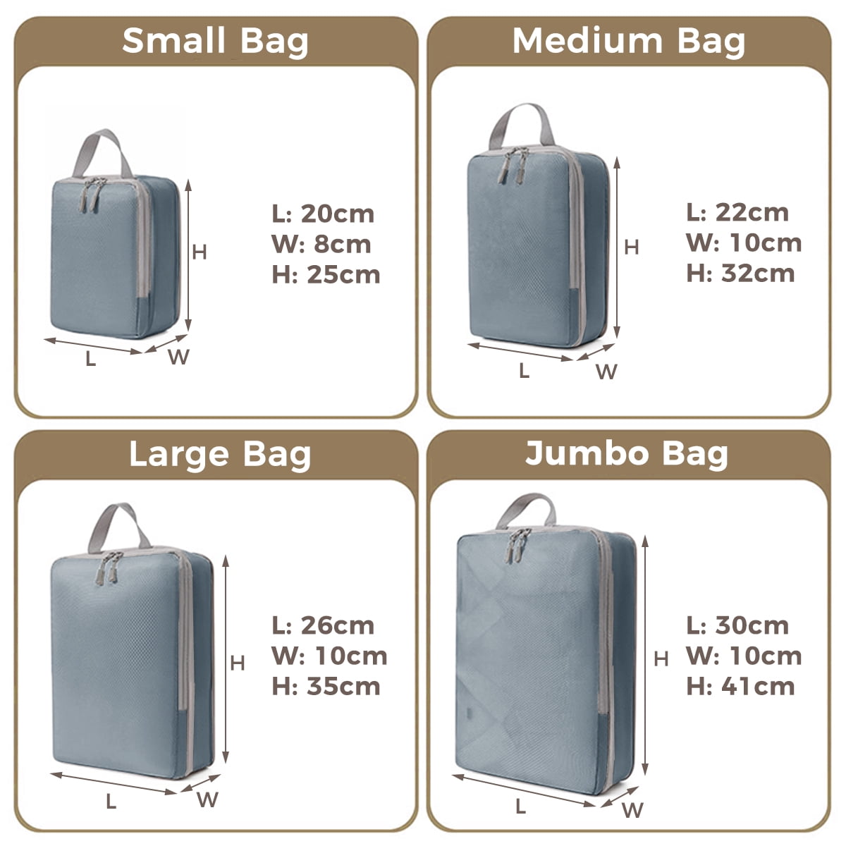 AUXDIQ 4 PCS Compression Packing Cubes Travel Luggage Organizer Bags Set Packing Organizers Compression Suitcase Bag Travel Essential Bag