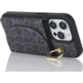 thumbnail image 4 of for iPhone 14 Pro Max Case with Card Holder - Credit Card Slot,RFID Blocking,360°Rotating Ring Kickstand and PU Leather Cute Wallet Cover for Women(Black Leopard), 4 of 17