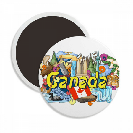

Rocky Mountains CN Tower Maple Canada Round Ceracs Fridge Magnet Keepsake Decoration