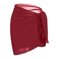thumbnail image 4 of Baberdicy Swimsuit Cover up Cover for Swimwear Wraps Sheer Beach Chiffon Wrap Short Women Sarongs Ups Bikini Beach Towel Bathing Suit Cover up for Women Red, 4 of 5