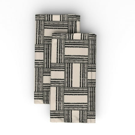 

Cotton Sateen Dinner Napkins (Set of 2) - Multi Stripe Modern Geometric Pattern Line Geo Print Cloth Dinner Napkins by Spoonflower